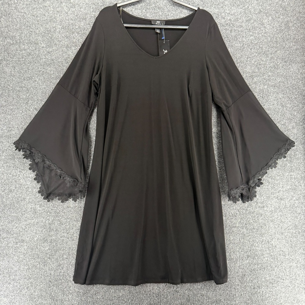 JBS Dress Womens 1X Black Shift Bell Sleeves Vamp Fairy Grunge Whimsigoth 90s